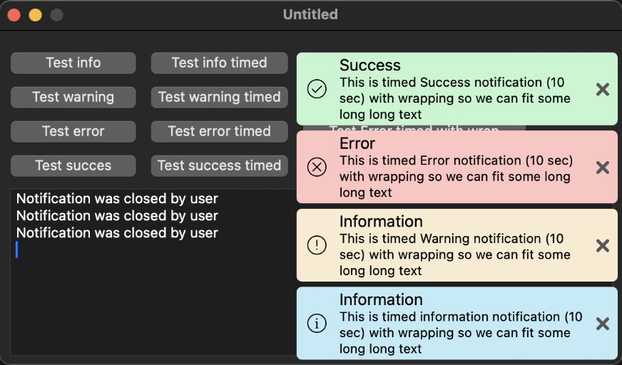 Notifications using partial width.